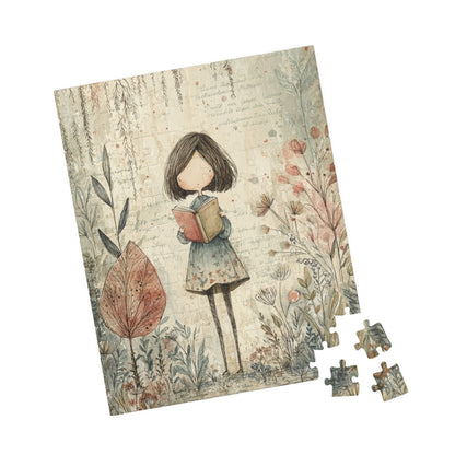 Charming Illustrated Puzzle - Cozy Reading Girl Design, Gift for Book Lovers, Family Game Night, Educational Fun, Home Decor