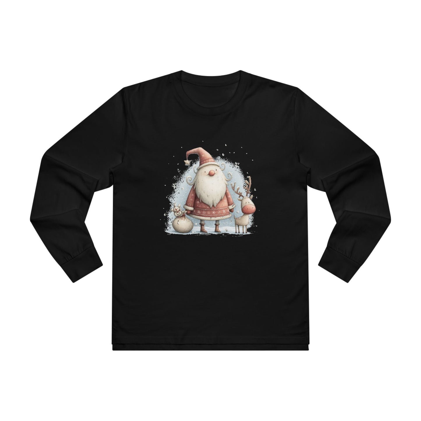 Santa & Reindeer Longsleeve Tee, Christmas Shirt, Holiday Gift, Men's Winter Apparel, Festive Long Sleeve