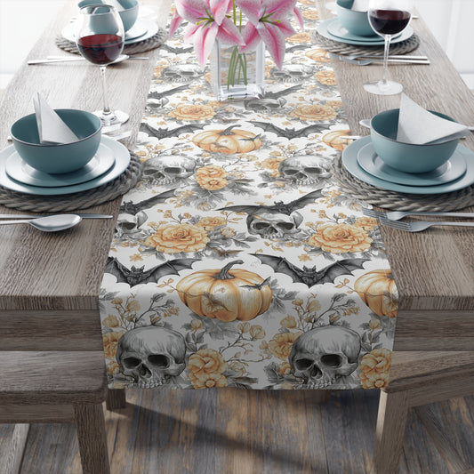 Spooky Elegance Table Runner - Halloween Decor, Fall Table Centerpiece, Cotton Tablecloth, Party Decoration, Autumn Theme
