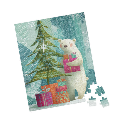 Festive Polar Bear Puzzle – Cozy Family Fun for Christmas, Holiday Gift, Winter Activity, Children's Game, Home Decor