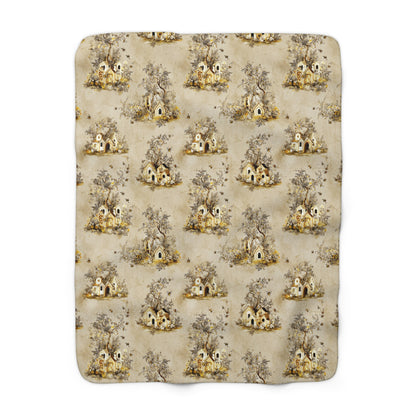 Cozy Bees Sherpa Fleece Blanket - Warm Plush Throw for Home Decor, Gift for Housewarming, Winter Comfort
