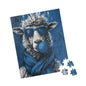 Hipster Sheep Puzzle - Fun, Unique Jigsaw Puzzle for Animal Lovers, Family Game Night, Gift for Friends, Home Decor, Blue Sheep Art