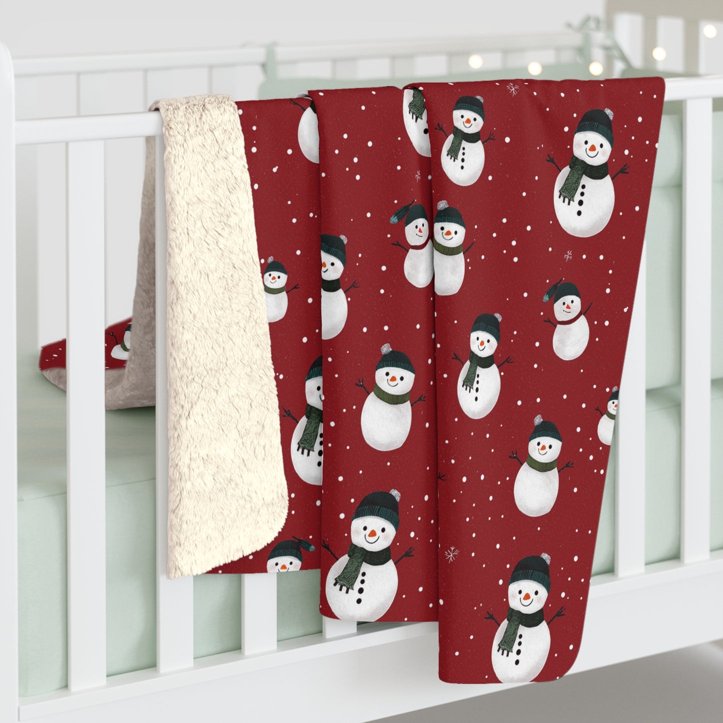 Cozy Snowman Sherpa Fleece Blanket | Holiday Gift, Winter Decor, Child's Comfort, Snowman Design, Christmas Snuggle