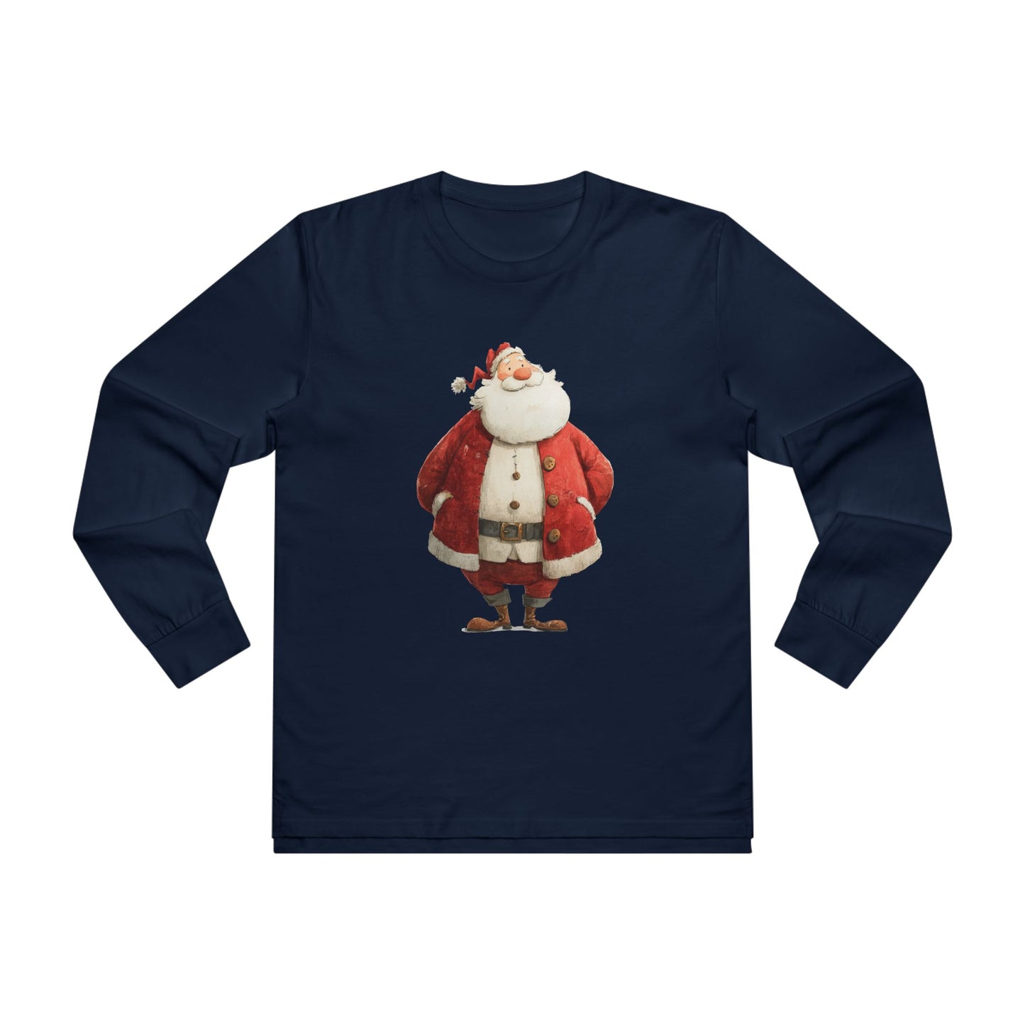 Festive Santa Longsleeve Tee - Christmas Gift, Holiday Wear, Winter Apparel, Cozy Style, Casual Outfit