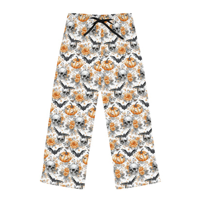 Spooky Halloween Women's Pajama Pants | Cozy Sleepwear, AOP Lounge Pants, Gift for Her, Pumpkin & Skull Print, Fall PJs