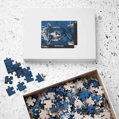 Hipster Sheep Puzzle - Fun, Unique Jigsaw Puzzle for Animal Lovers, Family Game Night, Gift for Friends, Home Decor, Blue Sheep Art