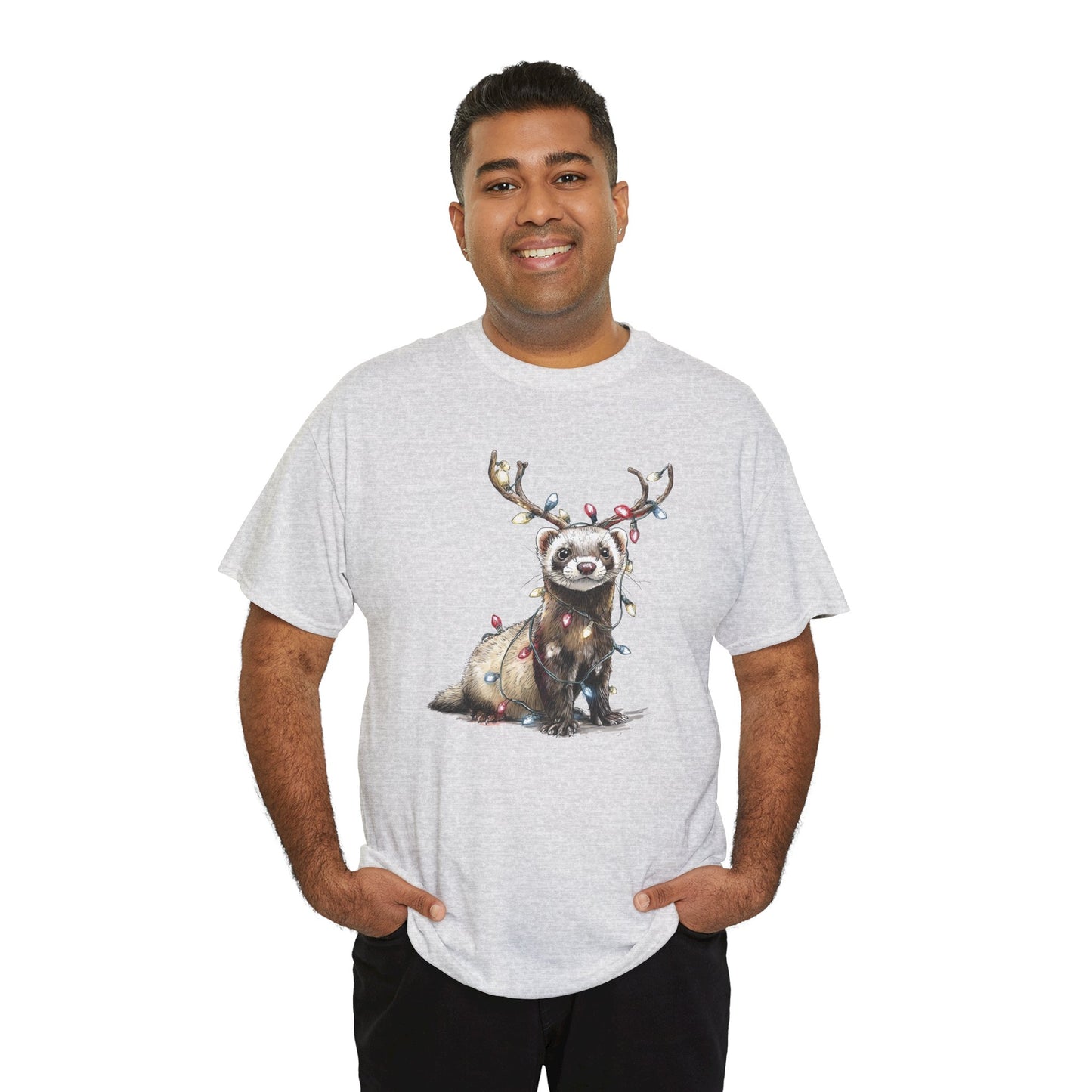 Christmas Otter Tee, Unisex Heavy Cotton Tee with Cute Design, Holiday Gift, Cozy Casual Wear, Fun Christmas Shirt
