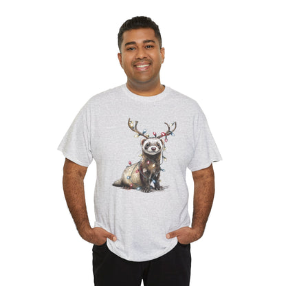 Christmas Otter Tee, Unisex Heavy Cotton Tee with Cute Design, Holiday Gift, Cozy Casual Wear, Fun Christmas Shirt