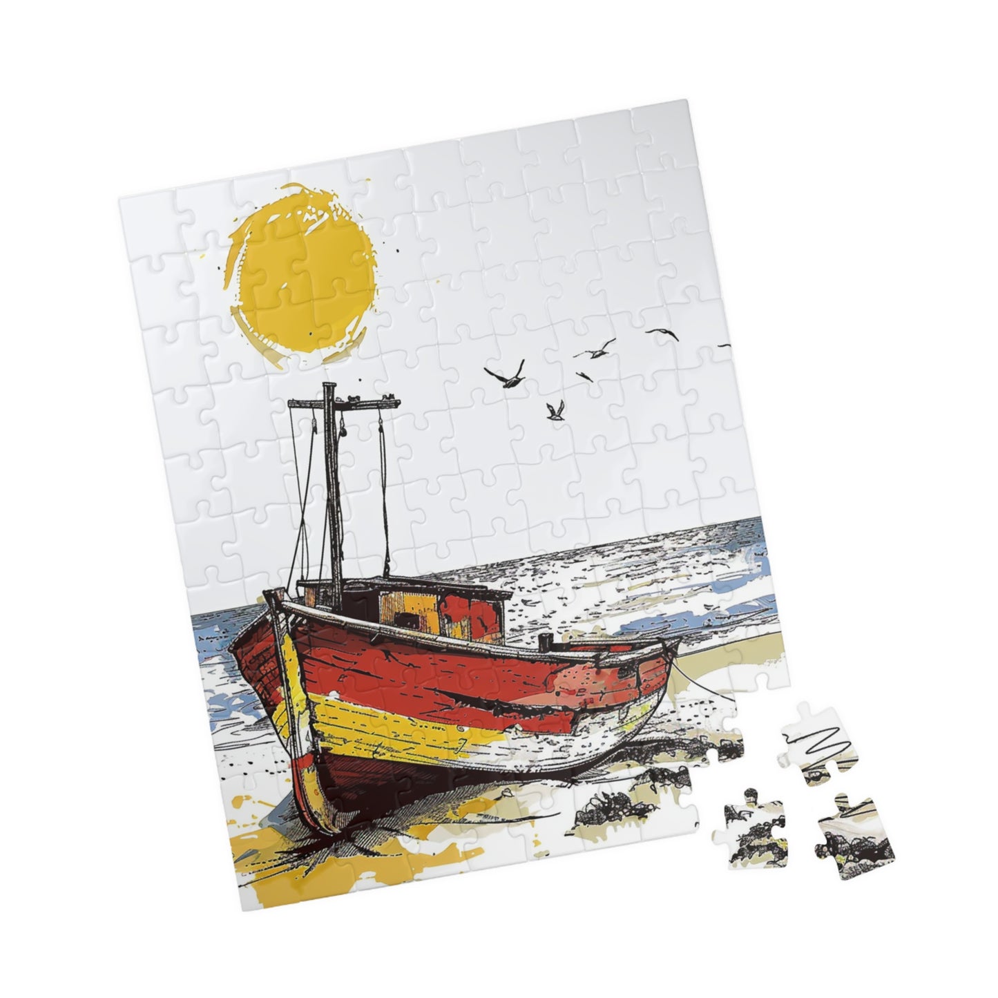 Beach Boat Puzzle - 110, 252, 520, & 1014-piece Options | Boat Artwork, Family Game Night, Gift for Beach Lovers, Relaxation Activity, [...]