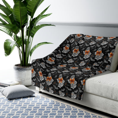 Cozy Halloween Ghosts Sherpa Fleece Blanket | Perfect for Fall Decor, Gift for Haunted House Lovers, Spooky Season Comfort