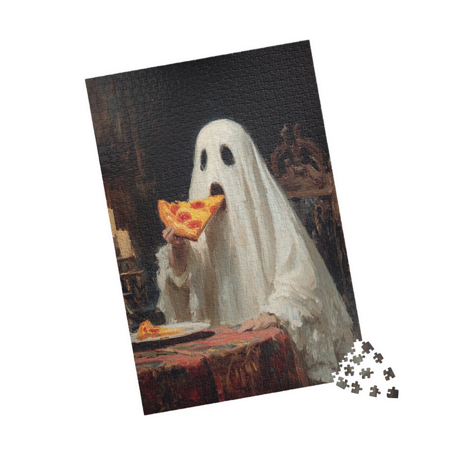 Ghost Pizza Puzzle: Fun for Family Game Night, Halloween Decor, Gifts for Puzzle Lovers, Unique Indoor Activity, Spooky Entertainment