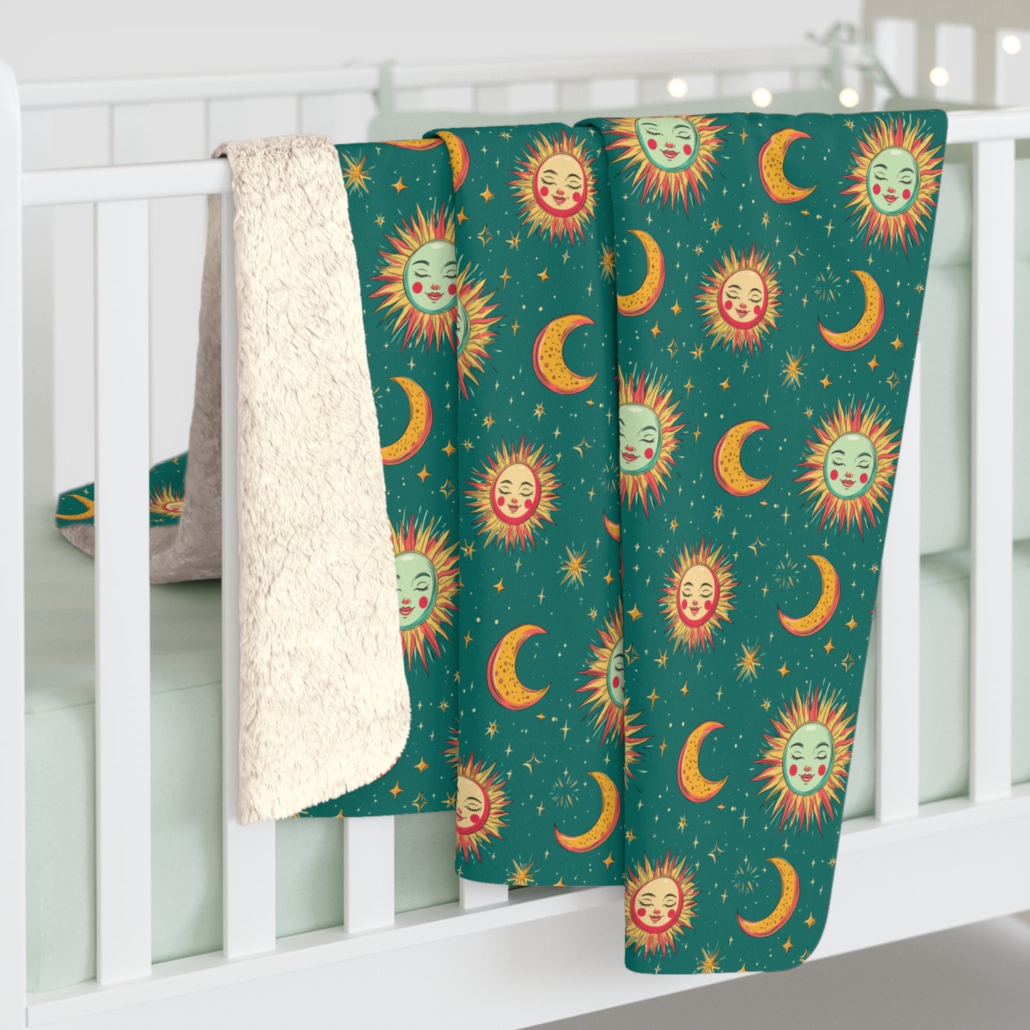 Cozy Celestial Sherpa Blanket, Soft Throw Blanket, Celestial Decor, Warm Gift, Astrology Blanket, Home Comforts