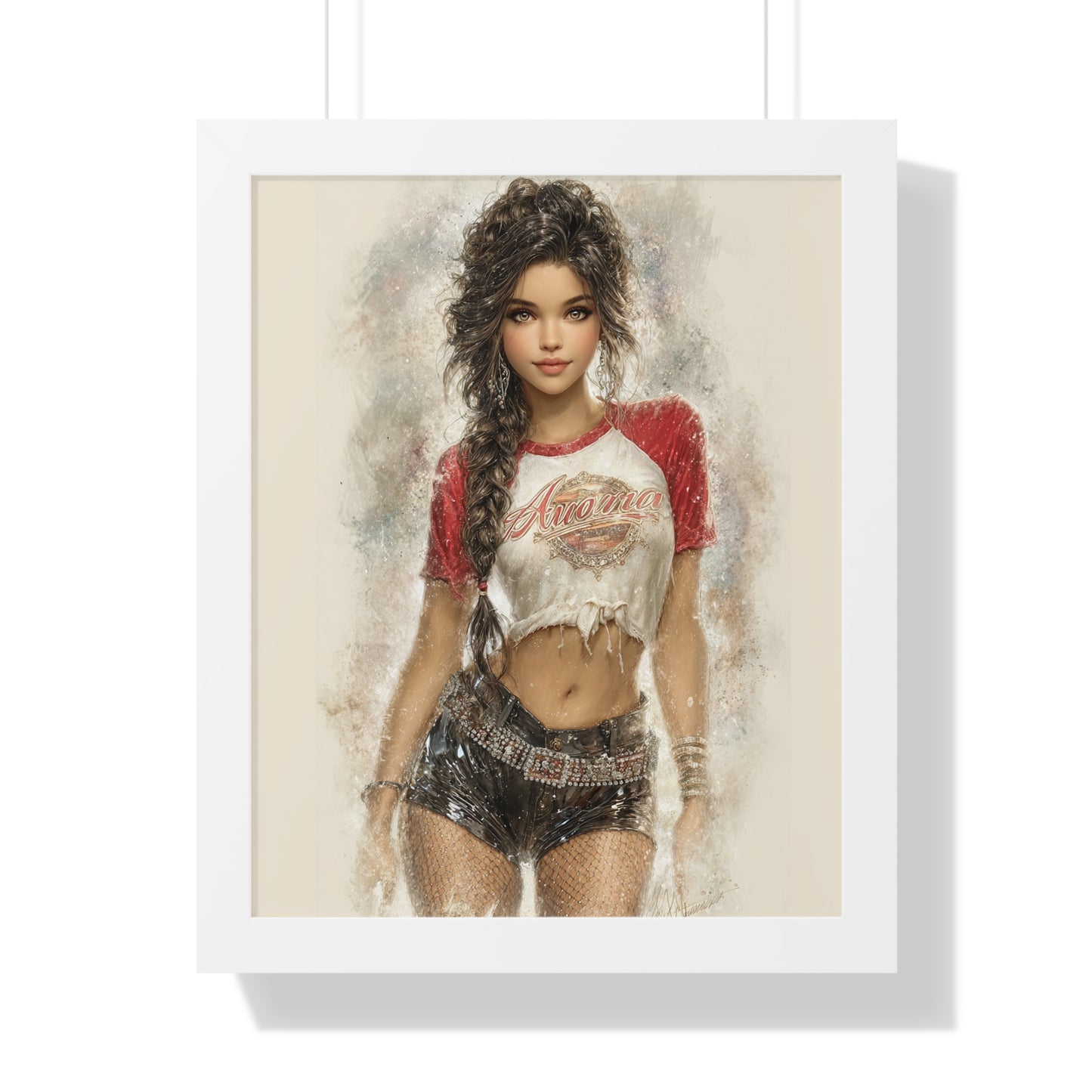 Vertical Poster - Hot Babe in Short Tshirt and Booty Shorts