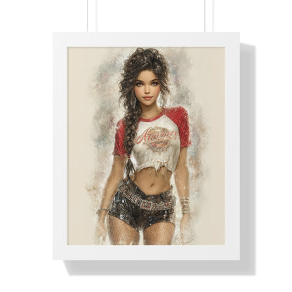 Vertical Poster - Hot Babe in Short Tshirt and Booty Shorts