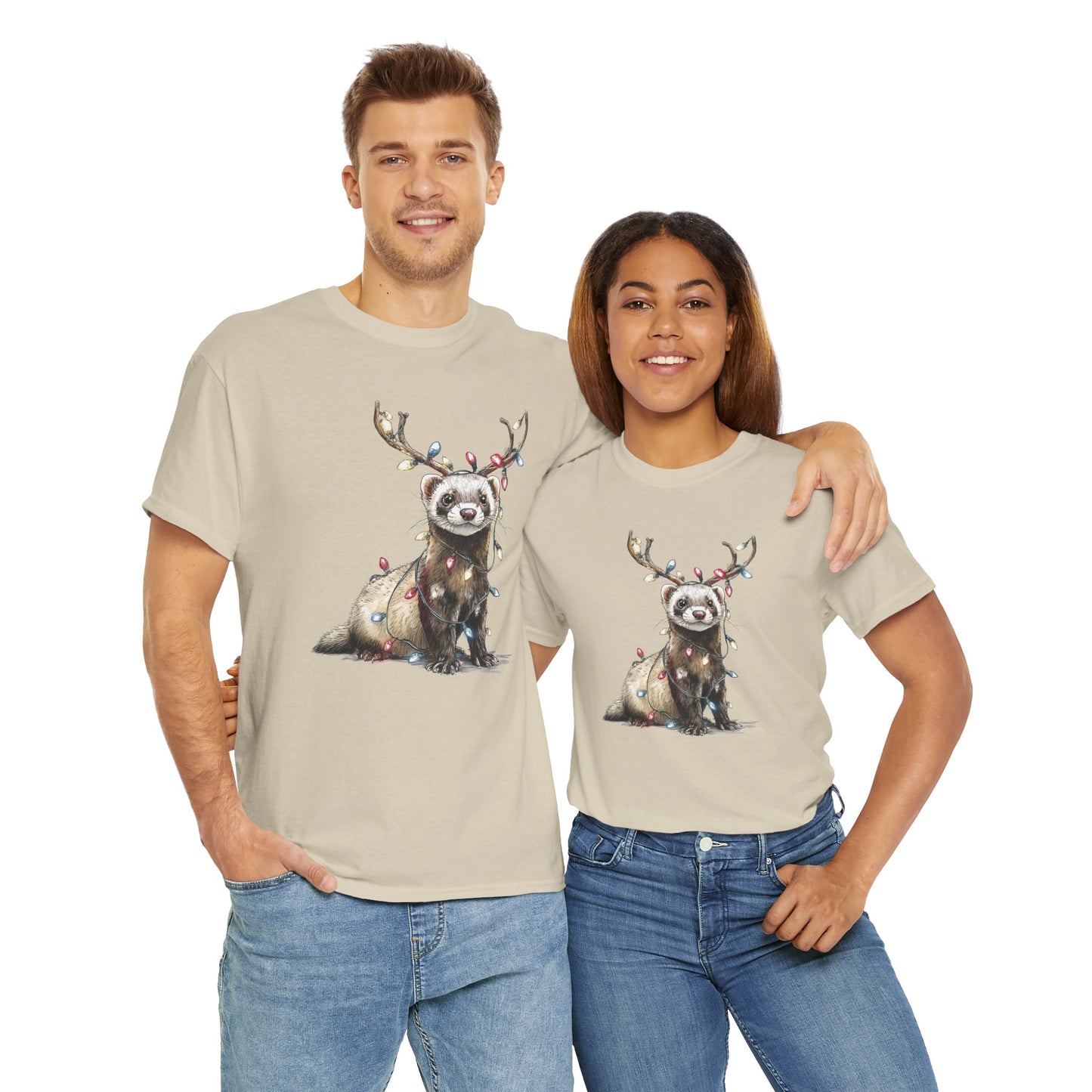 Christmas Otter Tee, Unisex Heavy Cotton Tee with Cute Design, Holiday Gift, Cozy Casual Wear, Fun Christmas Shirt