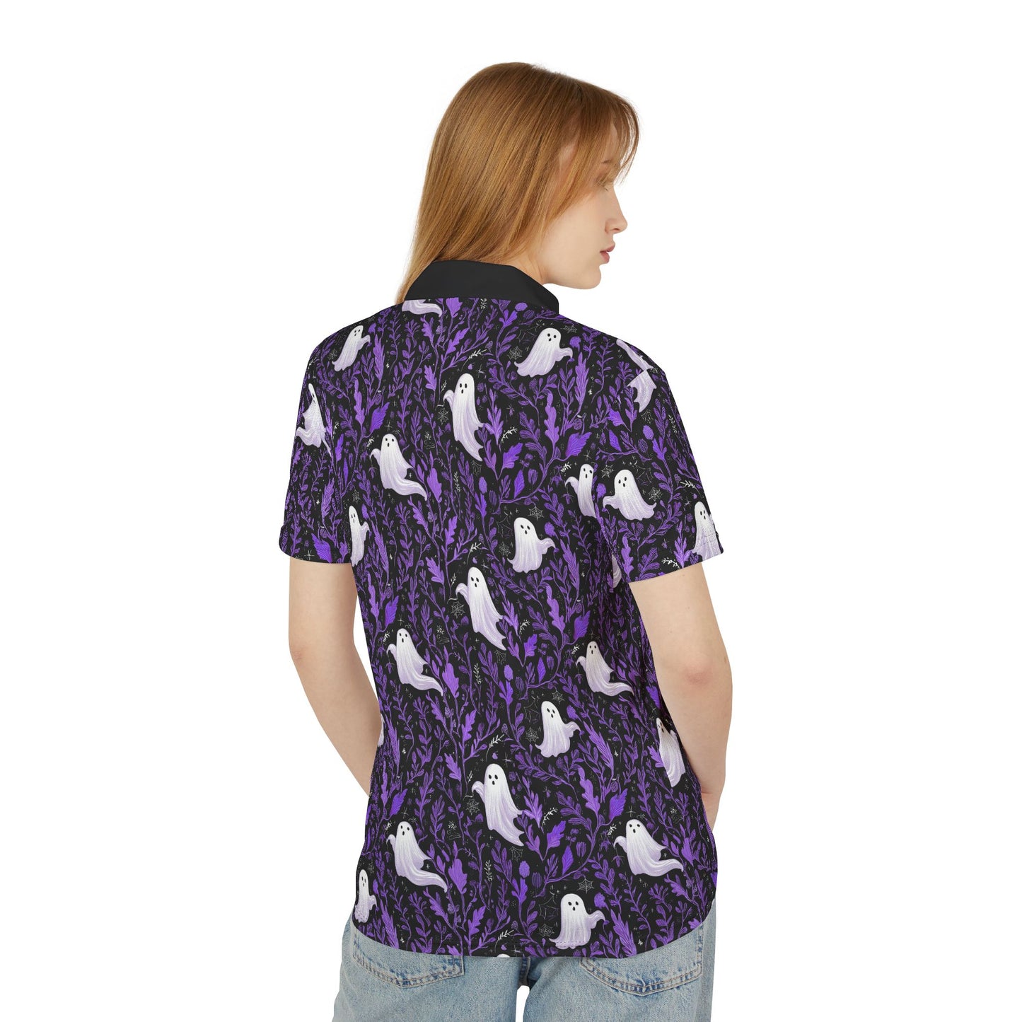 Spooky Ghosts Unisex Polo Shirt, Halloween Fashion, Casual Shirt, Party Wear, Unique Gift, Creepy Vibes