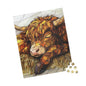Colorful Stained Glass Highland Cow Puzzle | Relaxing Art Puzzle | Gift for Puzzle Lovers, Stress Relief, Cozy Nights