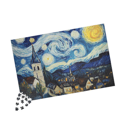 Artistic Puzzle - Starry Night Design, Family Game Night, Mindfulness Activity, Unique Gift for Art Lovers