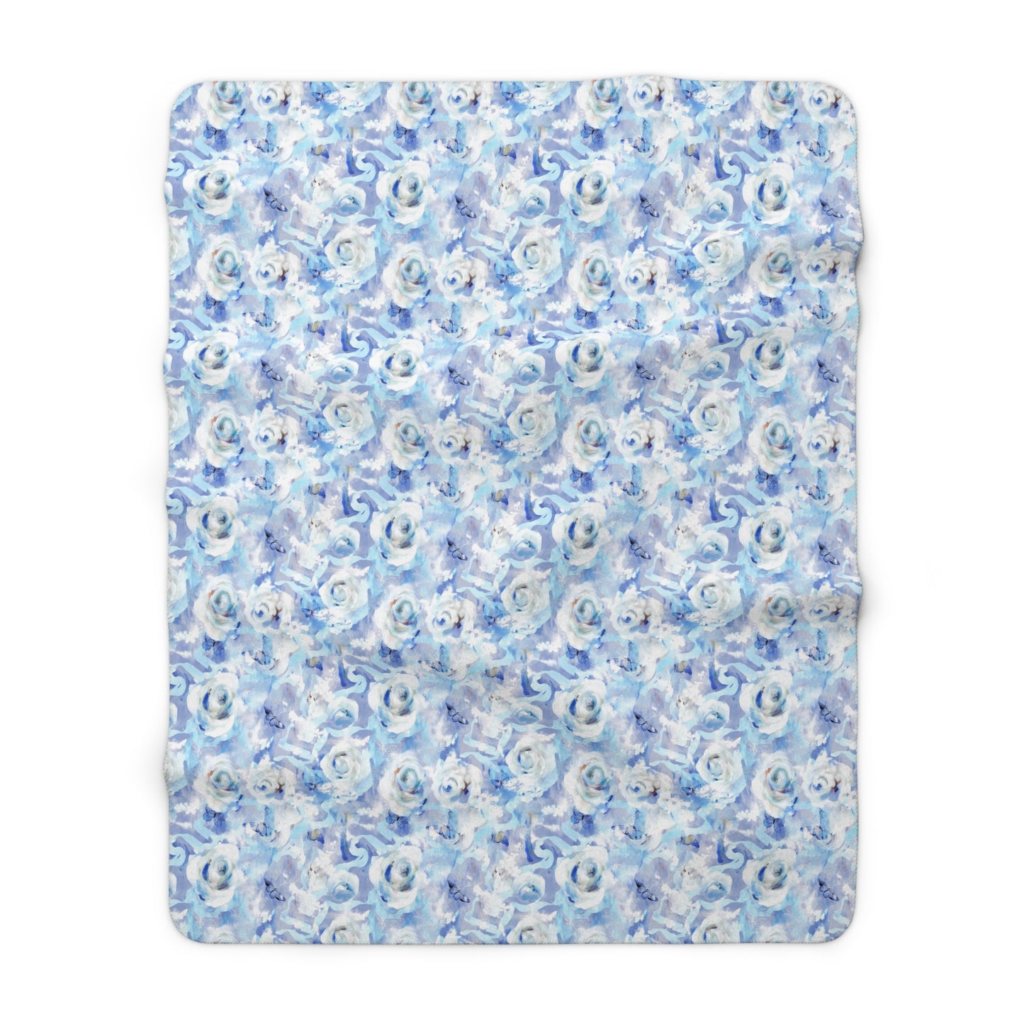Cozy Blue Floral Sherpa Fleece Blanket, Ideal Gift for Weddings, Birthdays, Baby Shower