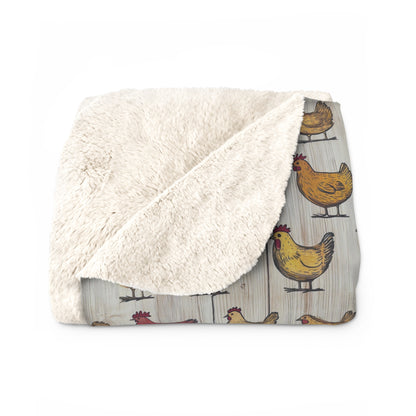 Cozy Chicken-Farm Sherpa Fleece Blanket | Farmhouse Decor, Gift for Cozy Nights, Chicken Lover's Gift, Indoor Comfort Throw