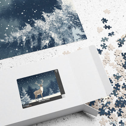 Snowy Deer Puzzle - Cozy Family Activity, Holiday Gift, Home Decor, Relaxation Companion, Winter Wonderland Fun