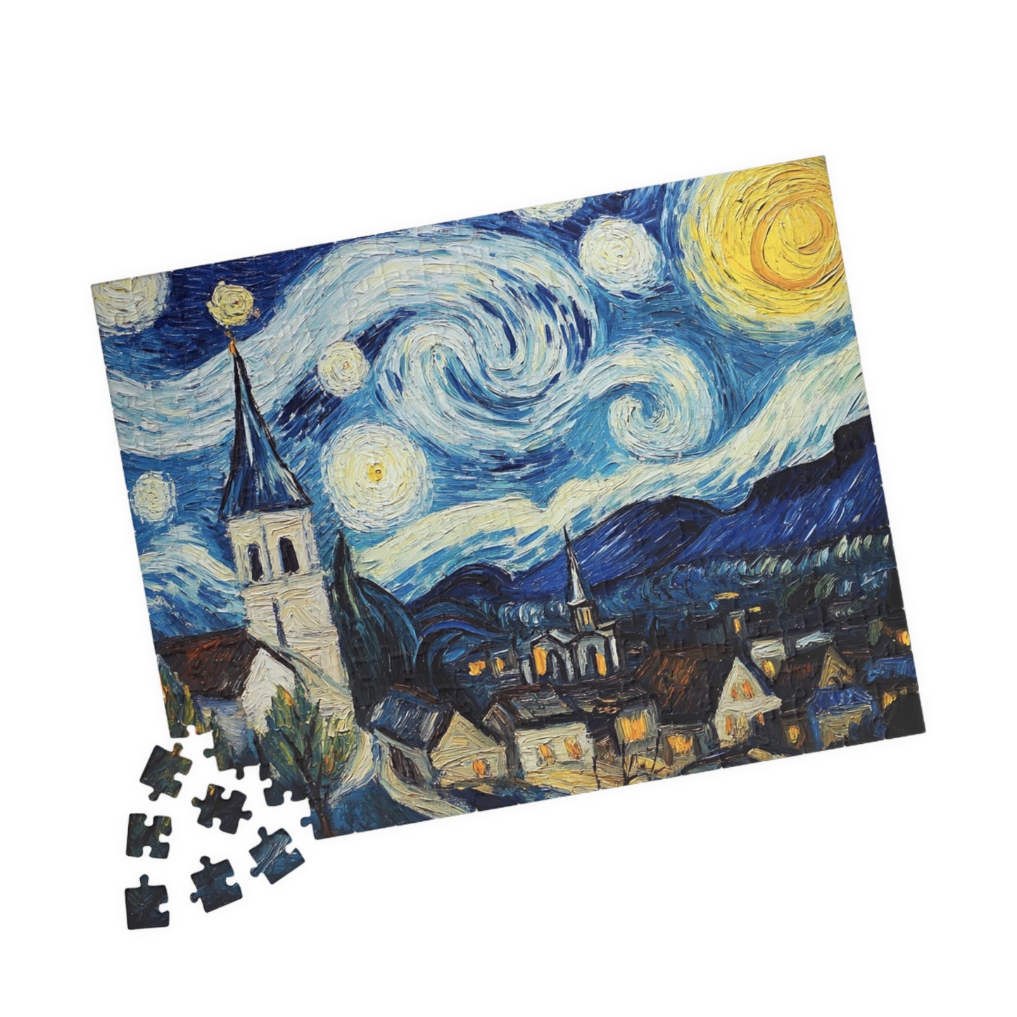 Artistic Puzzle - Starry Night Design, Family Game Night, Mindfulness Activity, Unique Gift for Art Lovers