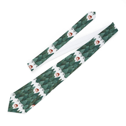 Santa Peeking through Forest Pattern Tie, Holiday Gift for Him, Eco-Friendly Accessory