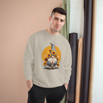 Sunflower Gnome Champion Sweatshirt, Cozy Fall Sweater, Perfect for Gifting, Birthday, Autumn Fashion, Cute Sweatshirt