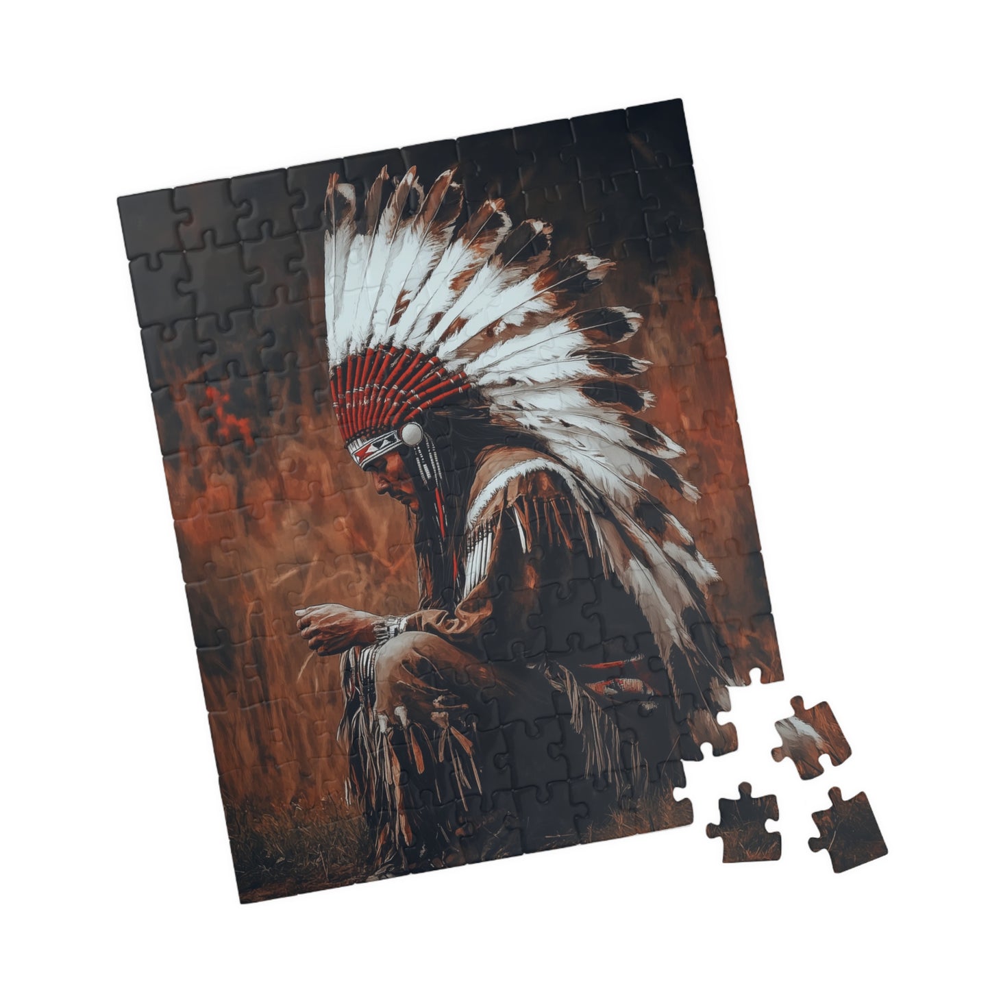 Native American Chief Puzzle - 110, 252, 520, 1014-piece, Mindful gift, Educational fun, Home décor, Relaxing pastime, Family activity