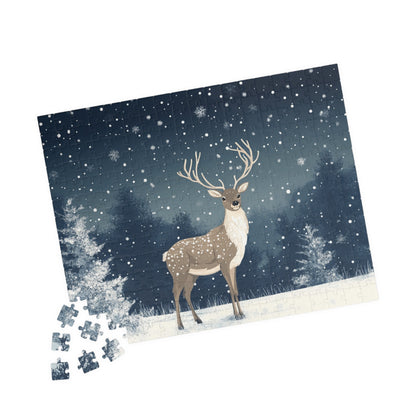 Snowy Deer Puzzle - Cozy Family Activity, Holiday Gift, Home Decor, Relaxation Companion, Winter Wonderland Fun