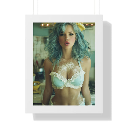Vertical Poster - Sexy Bikini Babe in the Kitchen Covered in Flour