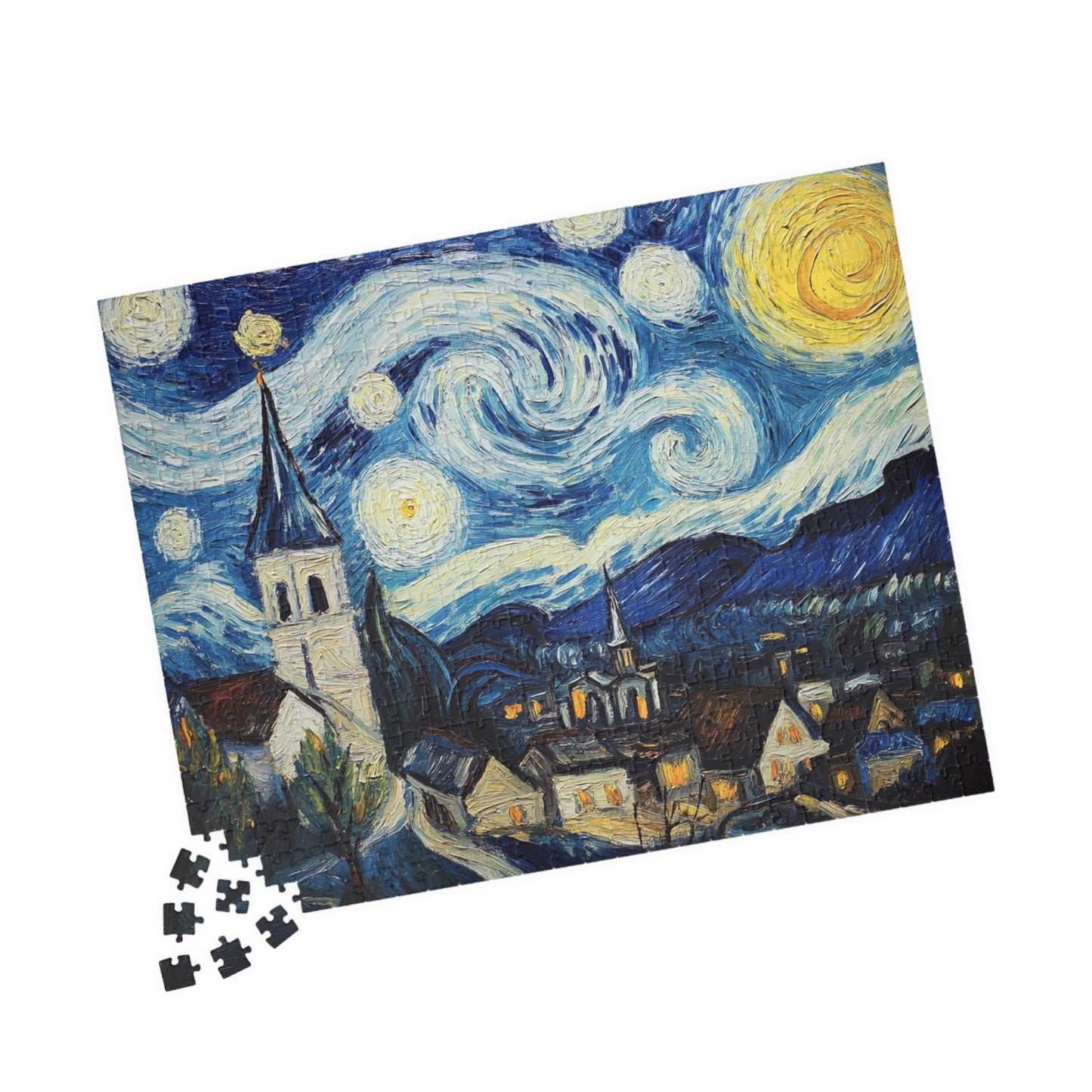 Artistic Puzzle - Starry Night Design, Family Game Night, Mindfulness Activity, Unique Gift for Art Lovers