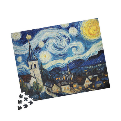 Artistic Puzzle - Starry Night Design, Family Game Night, Mindfulness Activity, Unique Gift for Art Lovers