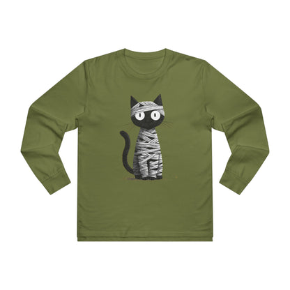 Men’s Cat Mummy Longsleeve Tee, Fun Halloween Shirt, Cat Lover Gift, Cozy Fall Fashion, Unique Graphic Tee