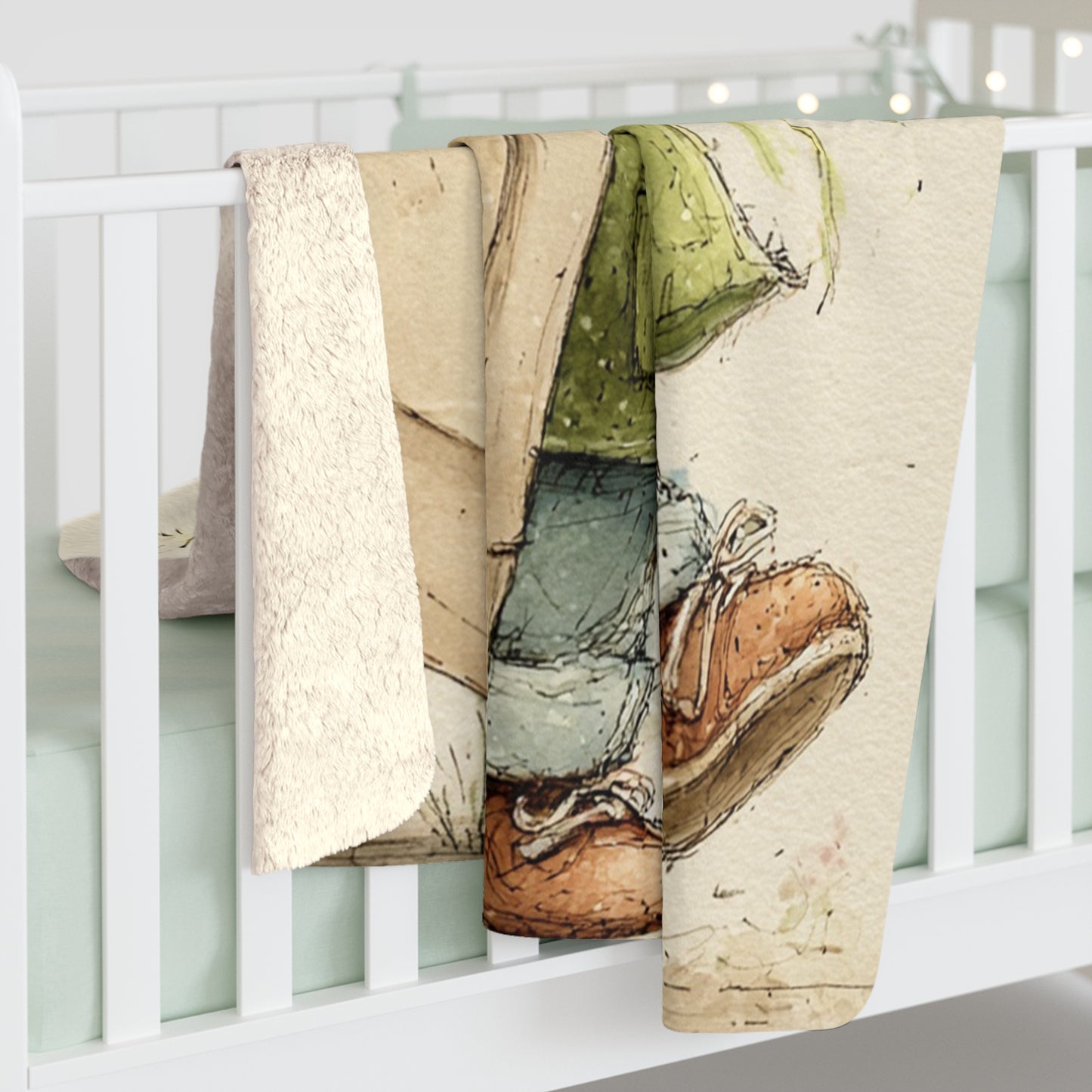 Cozy Floral Bear Sherpa Fleece Blanket, Soft Baby Blanket, Kids Blanket, Nursery Decor, Gift for Paddington Bear Fans