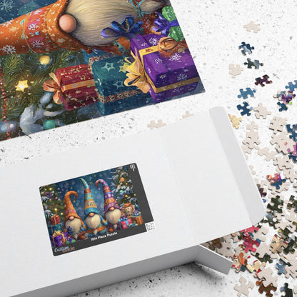 Festive Gnome Puzzle, Holiday Jigsaw, Christmas Decor, Gift for Puzzle Lovers, 110-1014 Pieces