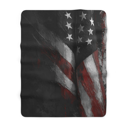 American Flag Sherpa Blanket, Cozy Fleece Throw for Veterans, Patriotic Home Decor, Perfect Gift for Holidays
