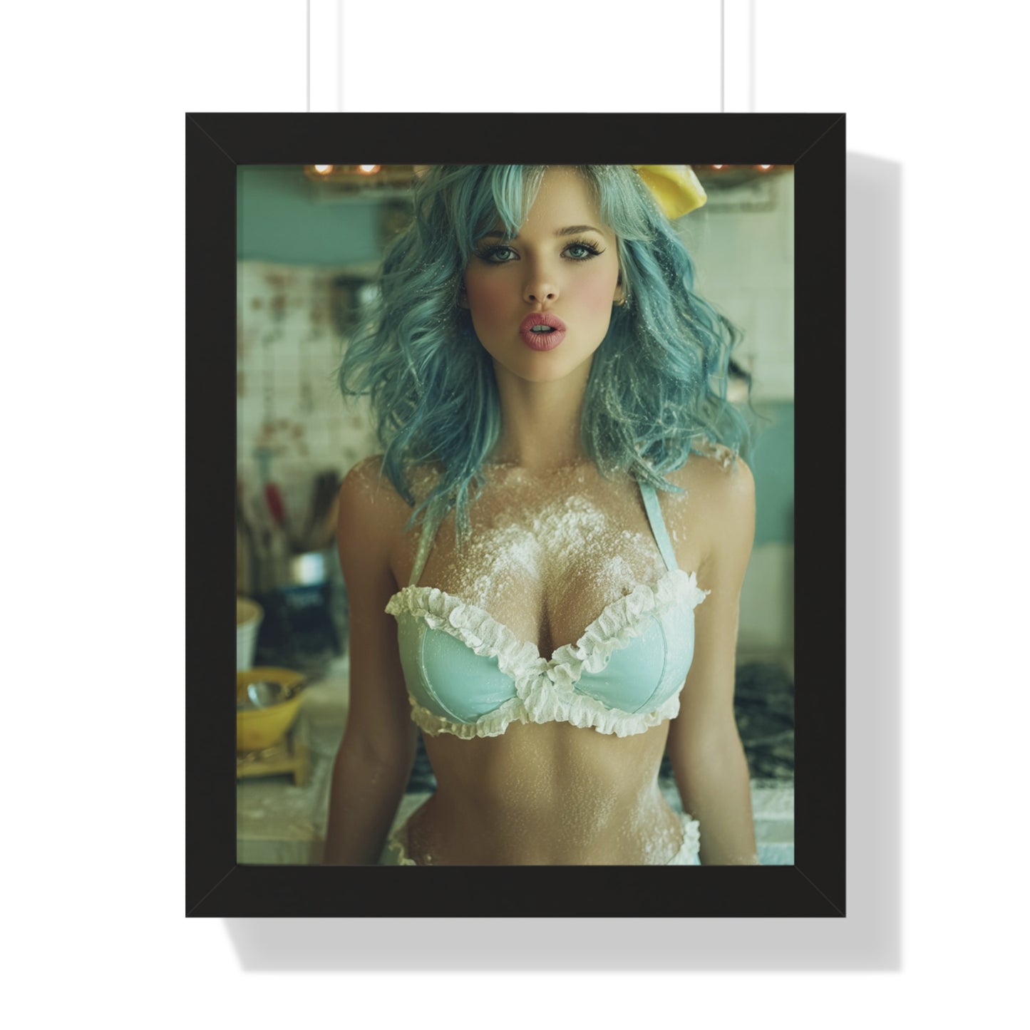 Vertical Poster - Sexy Bikini Babe in the Kitchen Covered in Flour
