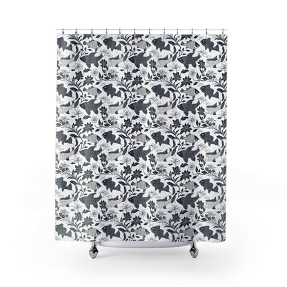 Elegant Floral Fish Shower Curtain - Stylish Bathroom Decor, Home Accessories, Unique Gifts, Nautical Theme, Modern Design