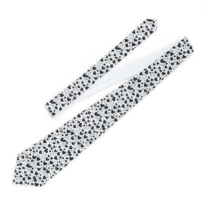 Necktie - Black Tiny Hearts on White Design Elegant Men's Formalwear Accessory