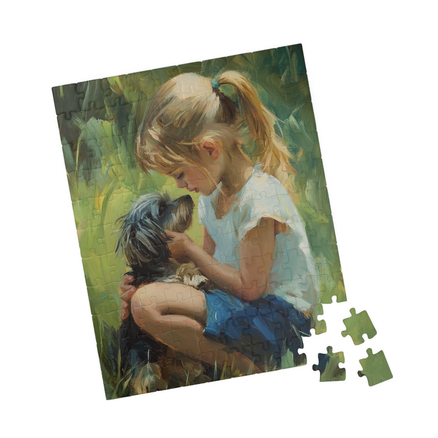 Puzzle - Little Girl and Dog in Tall Grass - 110, 252, 520, 1014-piece