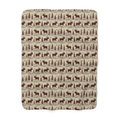 Cozy moose Pastern Sherpa Fleece Blanket | Warm Throw for Winter, Outdoor Adventures, Camping, Holidays, Home Decor