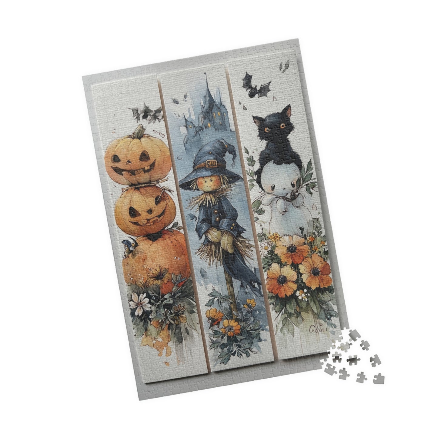 Charming 3Plex Halloween Puzzle | 110, 252, 520, 1014-piece Jigsaw, Fall Decor, Family Time, Fun Halloween Gift, Home Activity