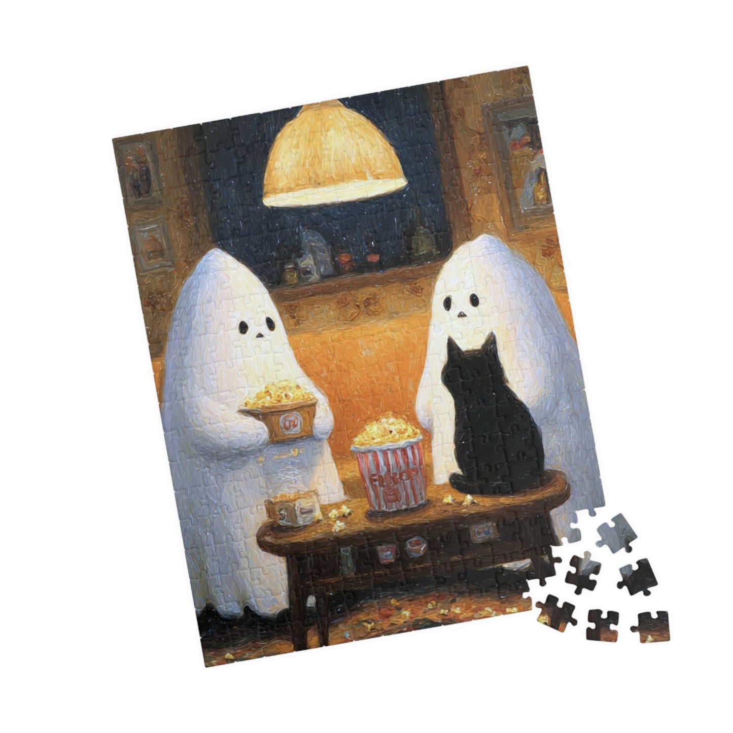 Cozy Ghosts Puzzle - 110/252/520/1014-piece jigsaw, Halloween decor, spooky fun, gift for puzzle lovers