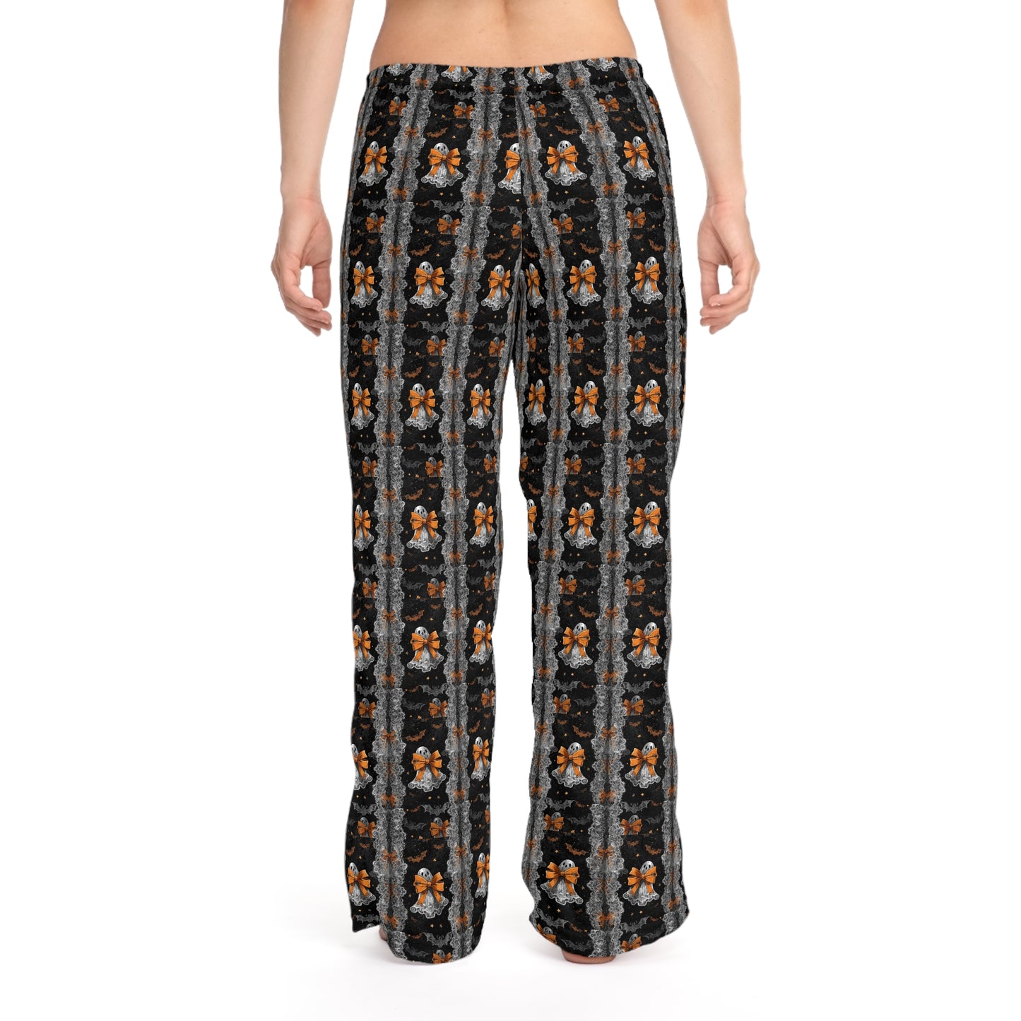 Cute Halloween Ghost Lace Paatern Women's Pajama Pants, Gifts for Her
