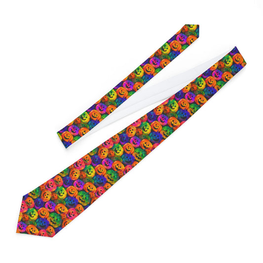 Colorful Pumpkin Necktie, Fun Tie for Halloween, Festive Accessory, Unique Gifts for Men, Costume Tie for Party