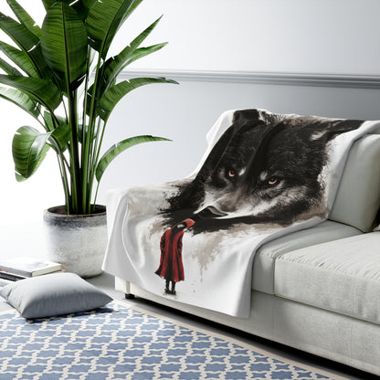 Little Red Riding Hood Wolf Sherpa Fleece Blanket | Perfect for Storybook, Gift for Her, Home Decor, Camping Essentials