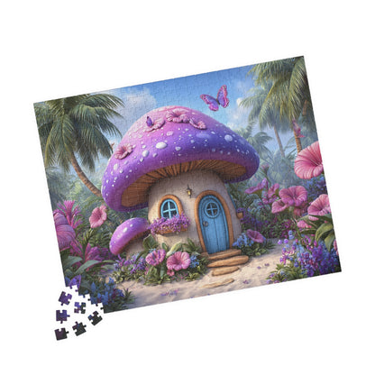 Whimsical Mushroom House Puzzle - 110, 252, 520, 1014-piece, Jigsaw Puzzle, Gift for Nature Lovers, Family Activity, Cozy Home Decor