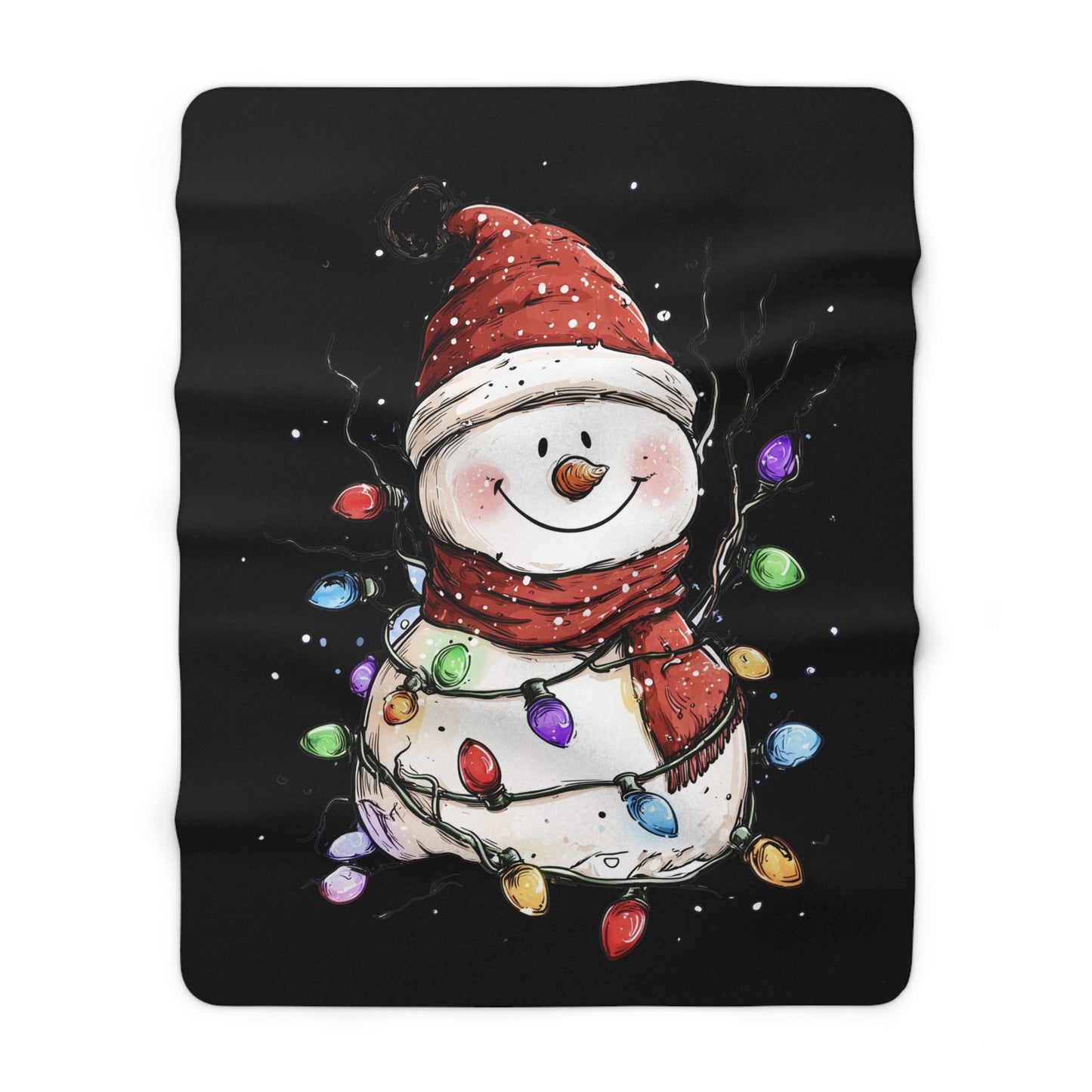 Cozy Snowman Sherpa Fleece Blanket, Holiday Decor, Christmas Gift, Winter Warmth, Soft Throw for Home