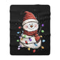 Cozy Snowman Sherpa Fleece Blanket, Holiday Decor, Christmas Gift, Winter Warmth, Soft Throw for Home
